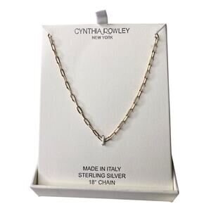 Cynthia Rowley Sterling Silver Necklace Gold 18'" Chain Rope Link Italy New Box